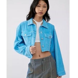 BDG- Urban Outfitters cropped blue corduroy jacket in XS.